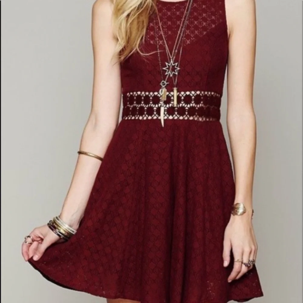 Free People Daisy Waist Merlot Dress Size 4